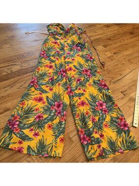 LULUS WOMENS YELLOW TROPICAL ONE PIECE JUMP SUIT NEW SMALL